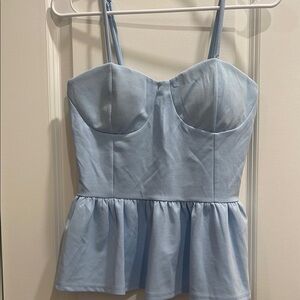 Chic Light Blue Peplum Blouse